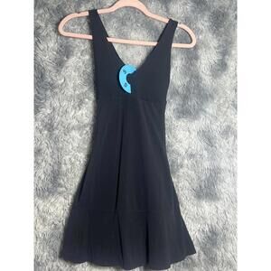 LP Black Sleeveless Dress with V-Neck and Ruffle Hem, Size Small